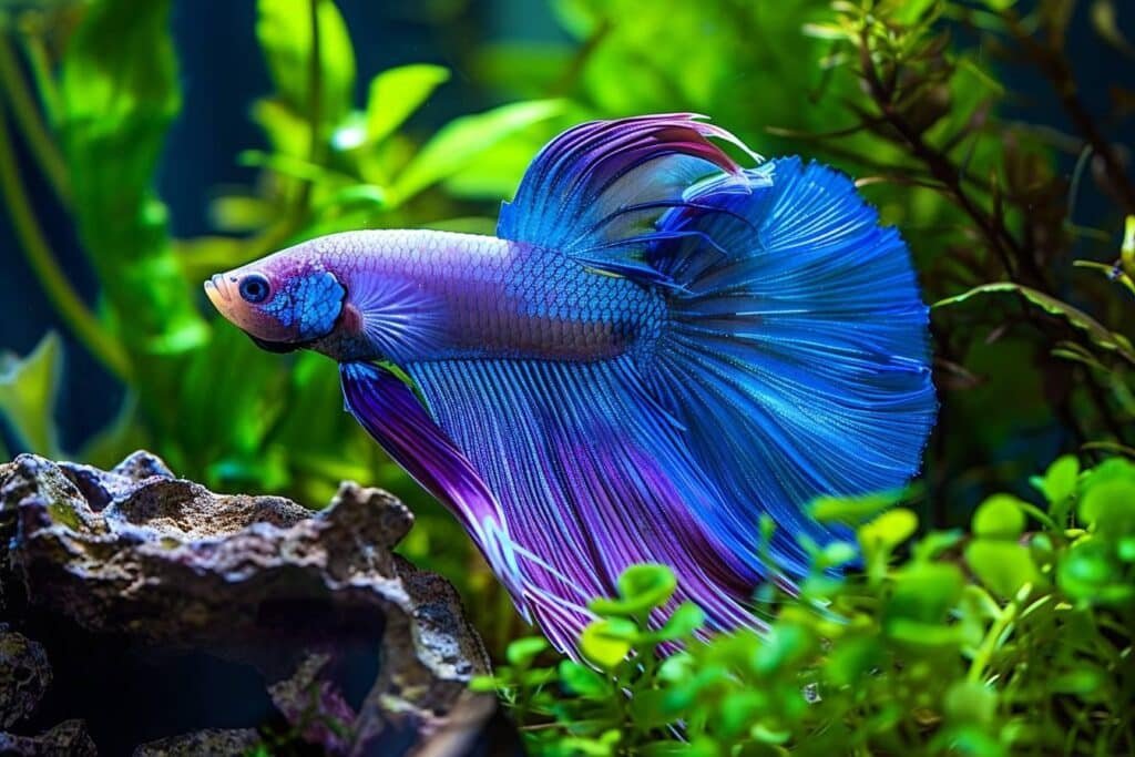 Fighting fish with blue neon: successful aquatic cohabitation