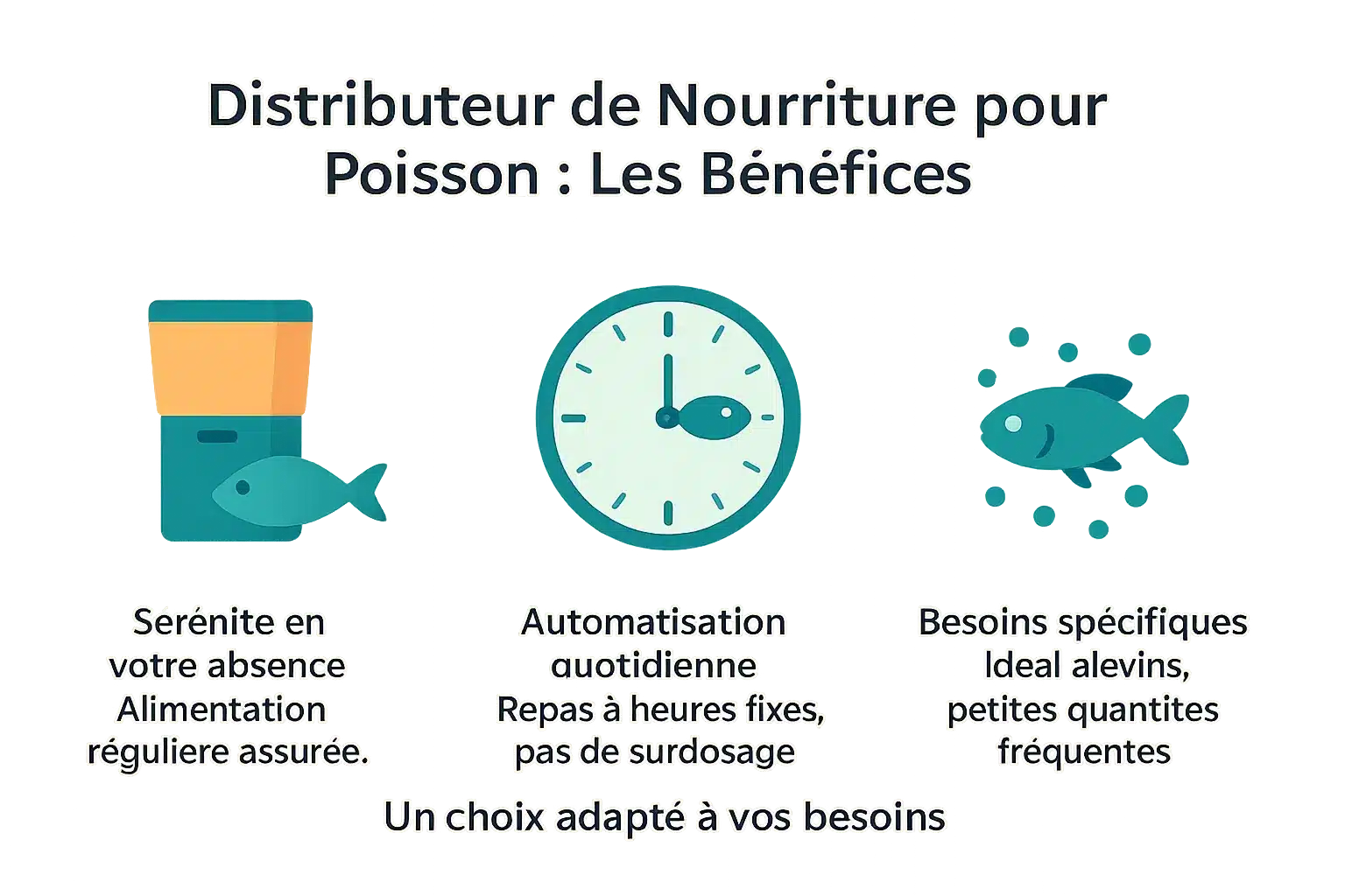 Illustration des avantages d'un distributeur automatique de nourriture pour poissons
